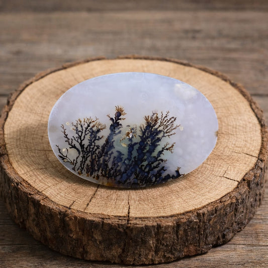 Dendrite Agate Cabochon 32x22x3mm – Natural Oval Dendritic Agate Loose Gemstone for Jewelry Making