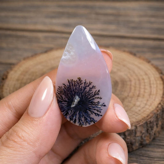 Dendrite Agate Cabochon 29x15x4mm – Natural Teardrop Dendritic Agate Loose Gemstone for Jewelry Making