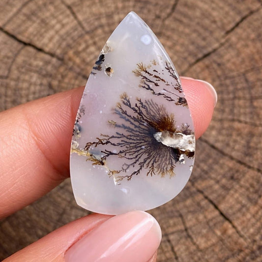 Dendrite Agate Freeform Cabochon 24x15x4mm – Natural Dendritic Agate Loose Gemstone for Jewelry Making