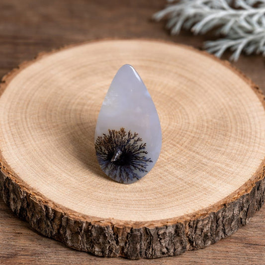 Dendrite Agate Cabochon 29x15x4mm – Natural Teardrop Dendritic Agate Loose Gemstone for Jewelry Making