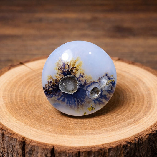 Dendritic Agate Round Cabochon 21x5mm Natural Indonesian Dendrite Agate Loose Gemstone for Jewelry Making
