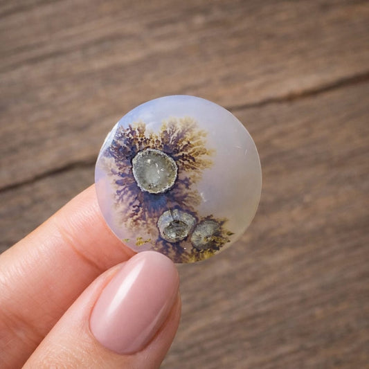Dendritic Agate Round Cabochon 21x5mm Natural Indonesian Dendrite Agate Loose Gemstone for Jewelry Making