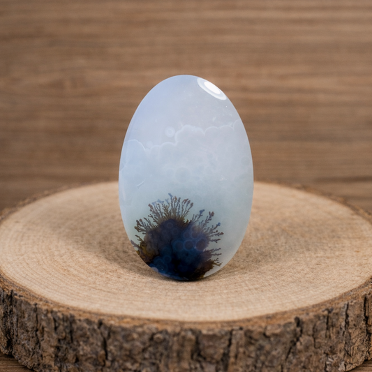 Dendrite Agate Oval Cabochon 24x17x5mm – Natural Scenic Dendritic Gemstone for Jewelry Making